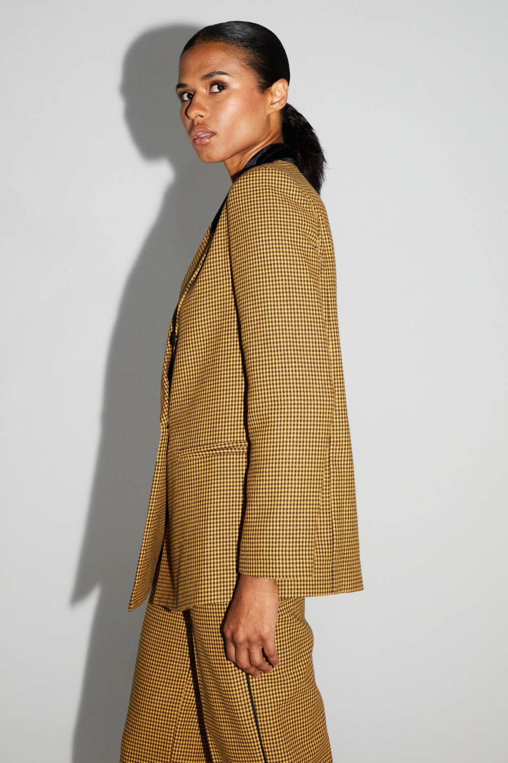 Blazer Ema Pied De Poule Safran Fabriqué En Italie