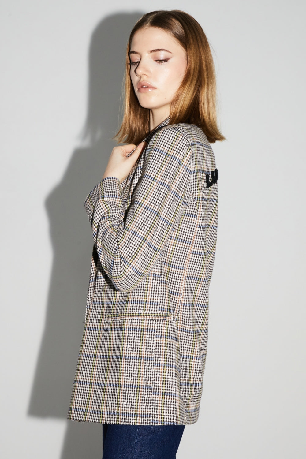 Blazer Ema Pied De Poule Lucky Star Blue Fabriqué En Italie
