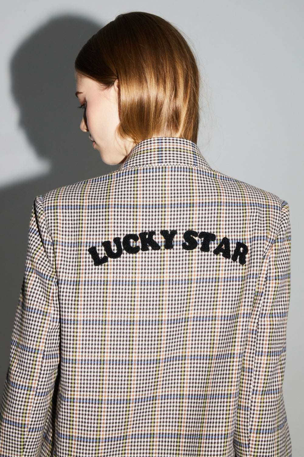 Blazer Ema Pied De Poule Lucky Star Blue Fabriqué En Italie