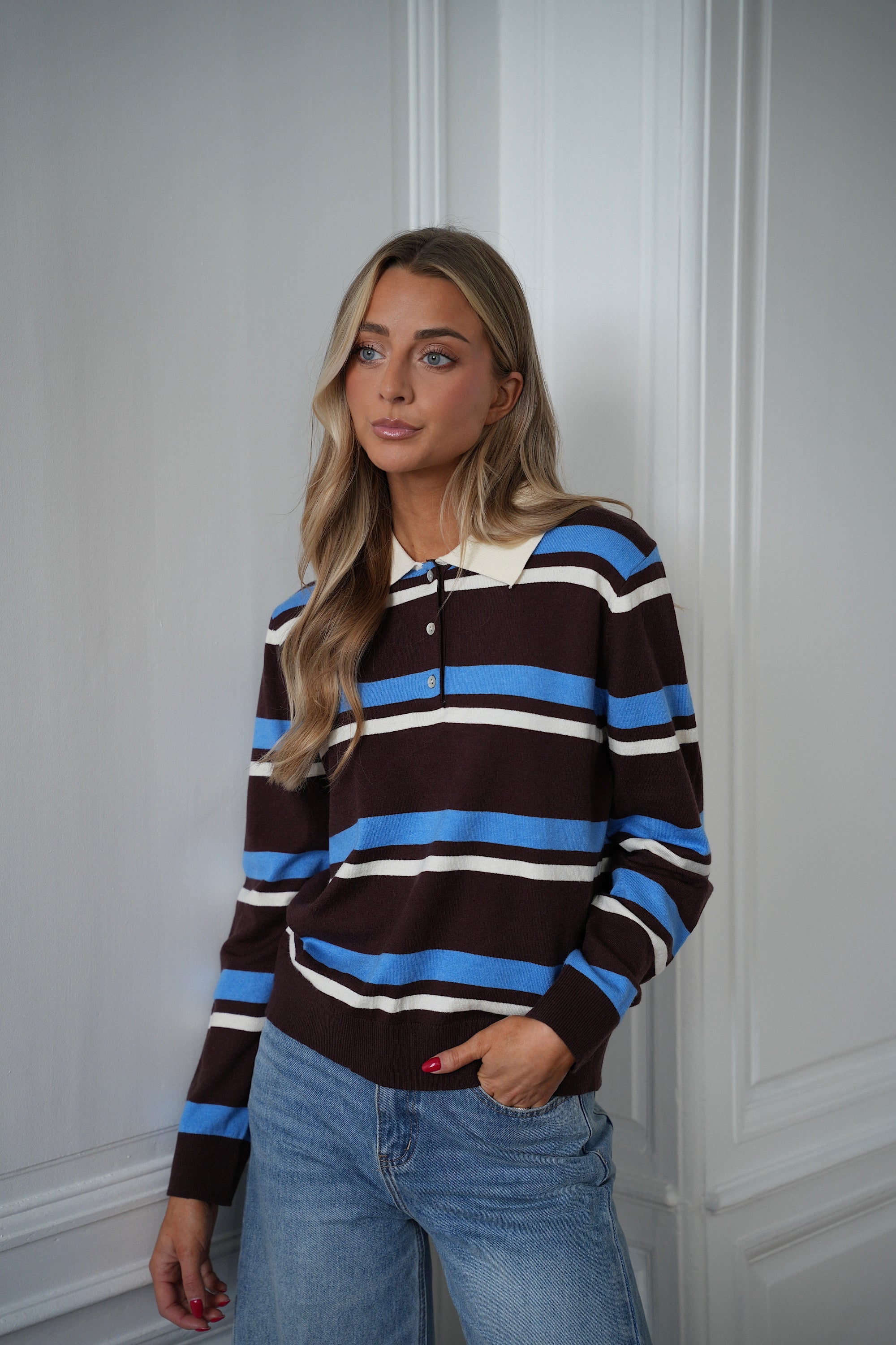 Zola Blue - Striped Polo