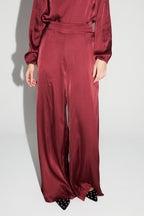 Pantalon Charlie Satin Viscose Bordeaux Fabriqué En Italie