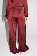 Pantalon Charlie Satin Viscose Bordeaux Fabriqué En Italie