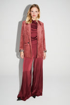 Pantalon Charlie Satin Viscose Bordeaux Fabriqué En Italie