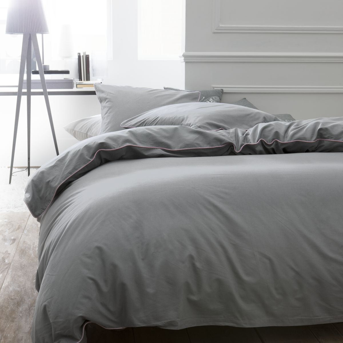 Percale Permanent Premium - Juego De Cama Piping Percal - Acero