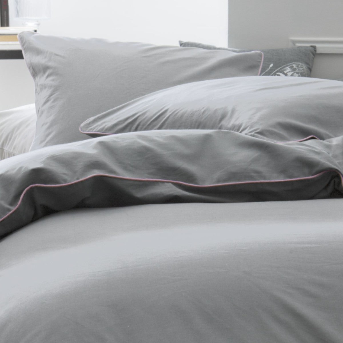 Percale Permanent Premium - Juego De Cama Piping Percal - Acero