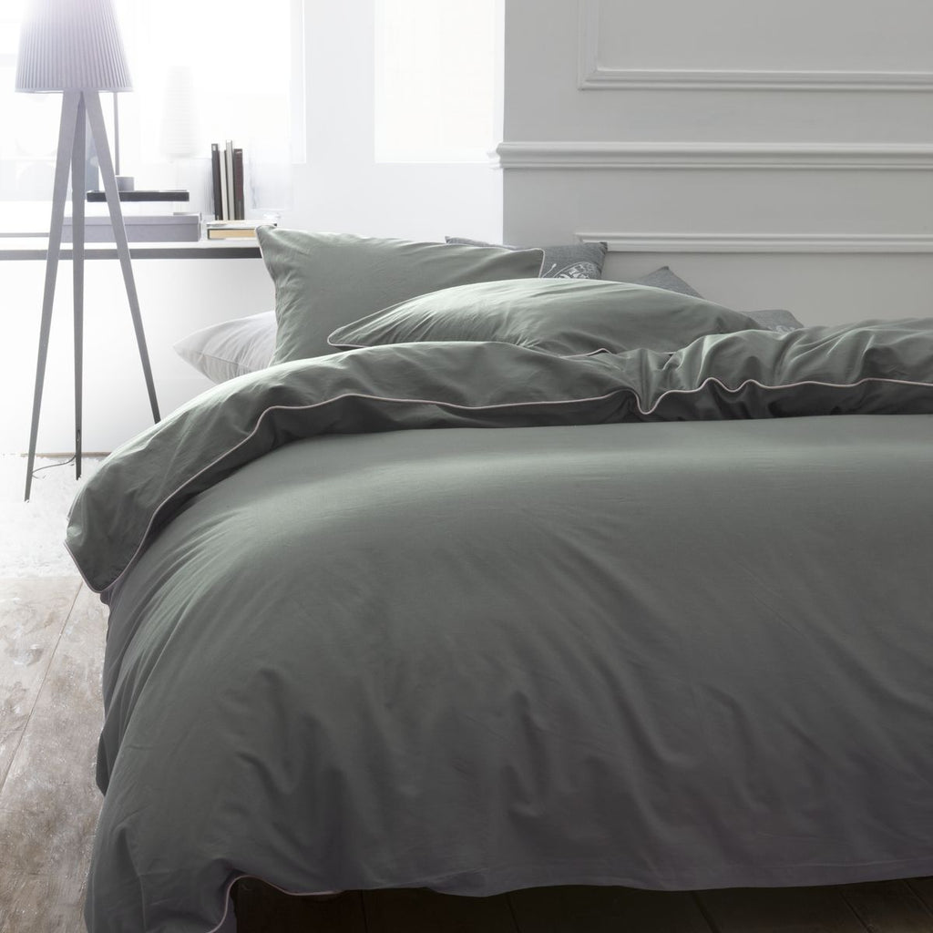 Percale Permanent Premium - Juego De Cama Piping Percal - Salvia