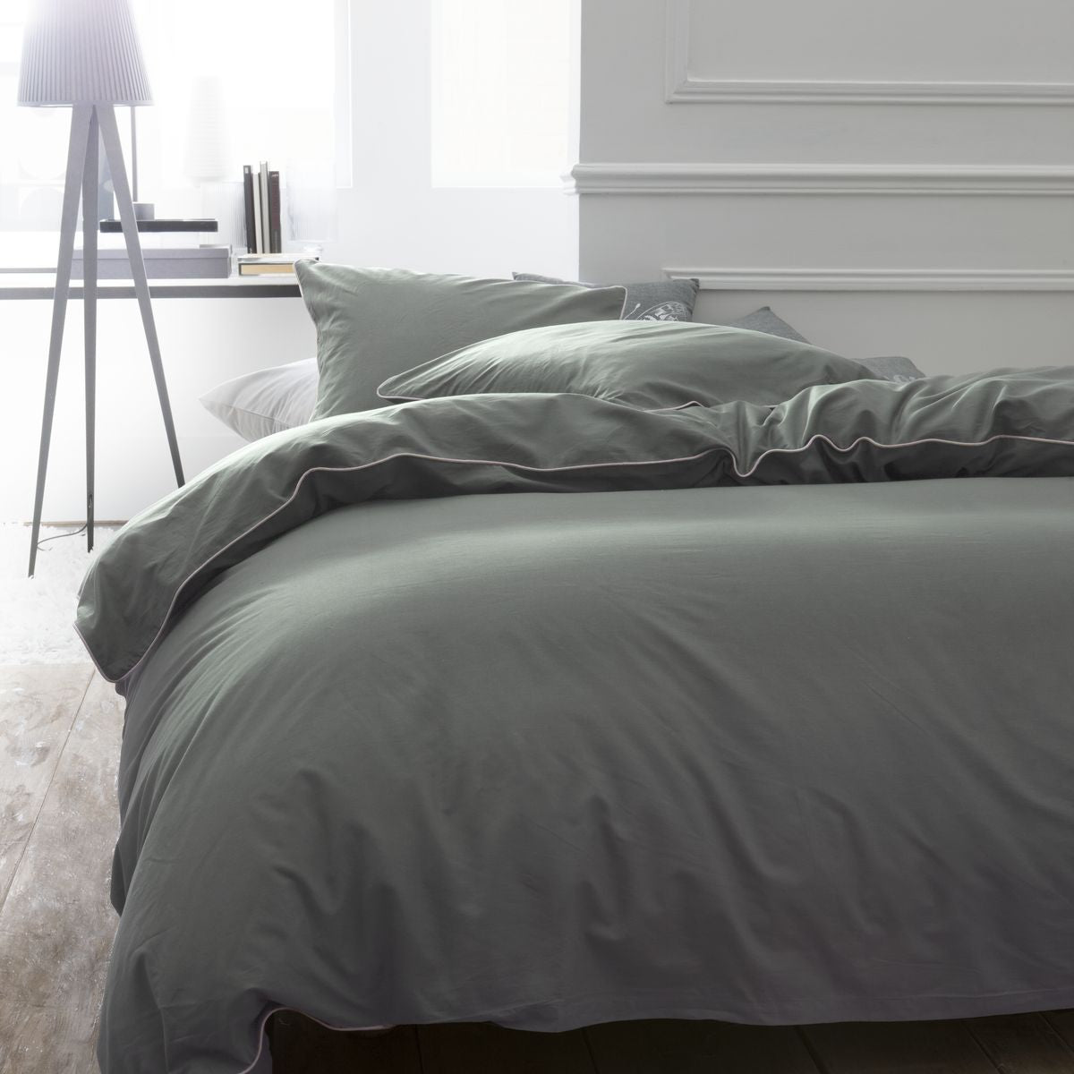 Percale Permanent Premium - Juego De Cama Piping Percal - Salvia