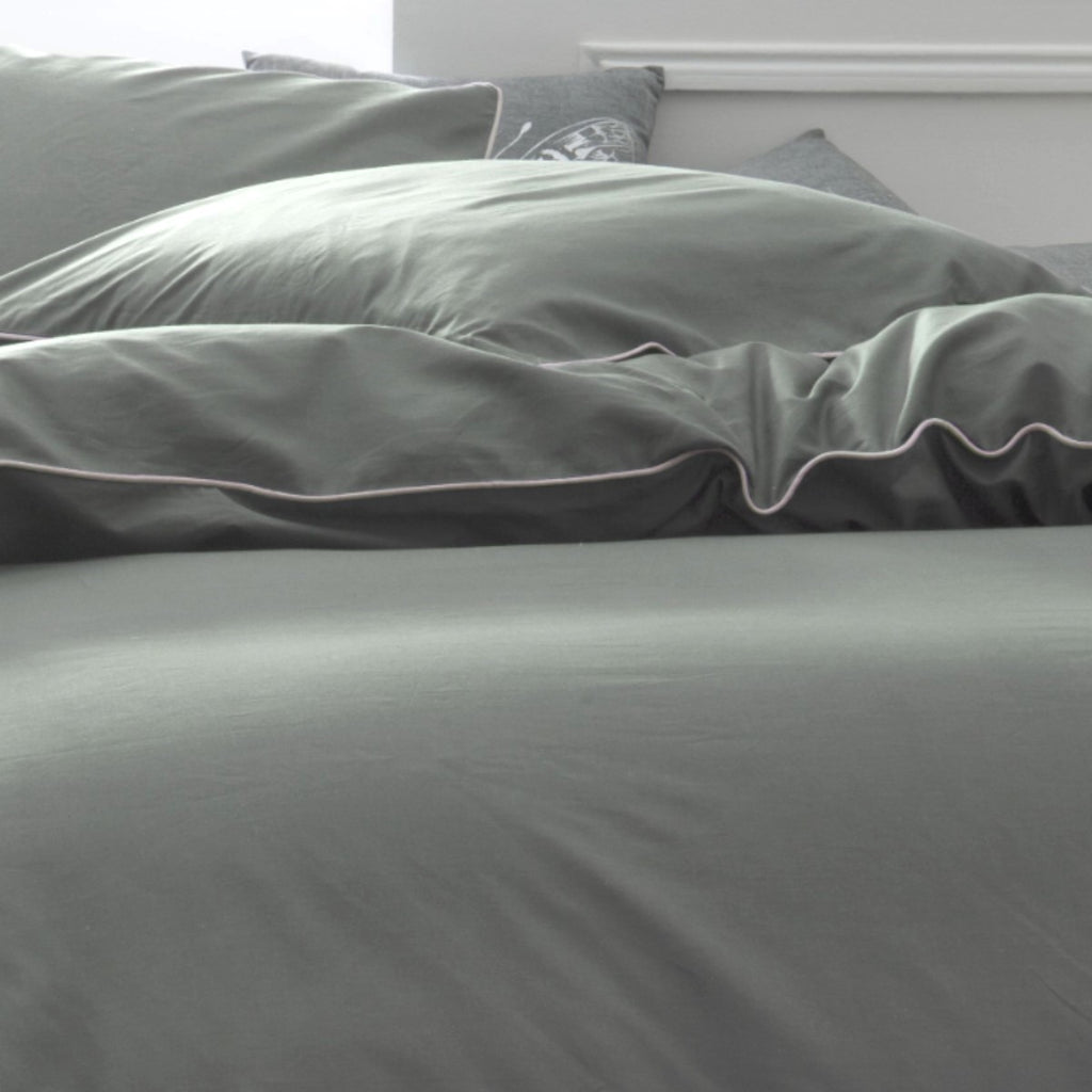 Percale Permanent Premium - Juego De Cama Piping Percal - Salvia