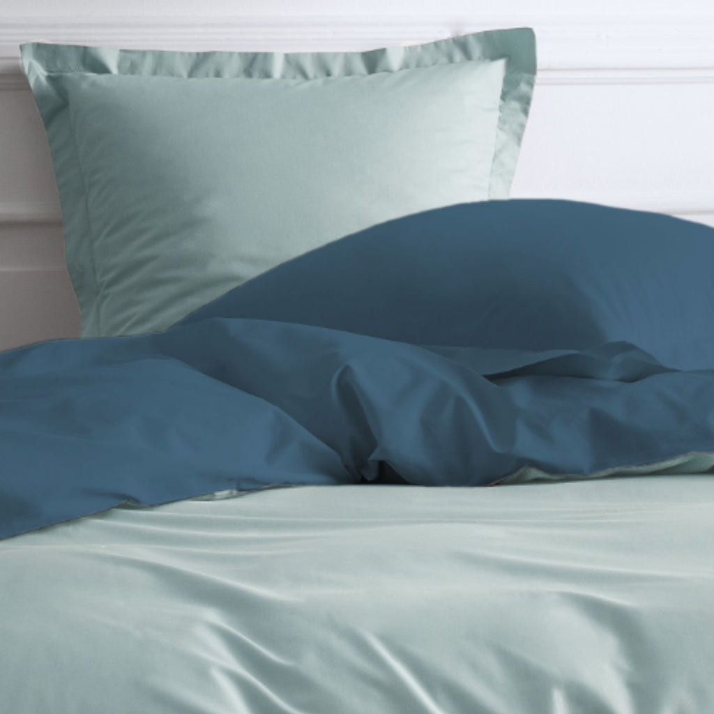 Percale Permanent Premium - Juego de Cama Bicolor de Percal - Pavo Real