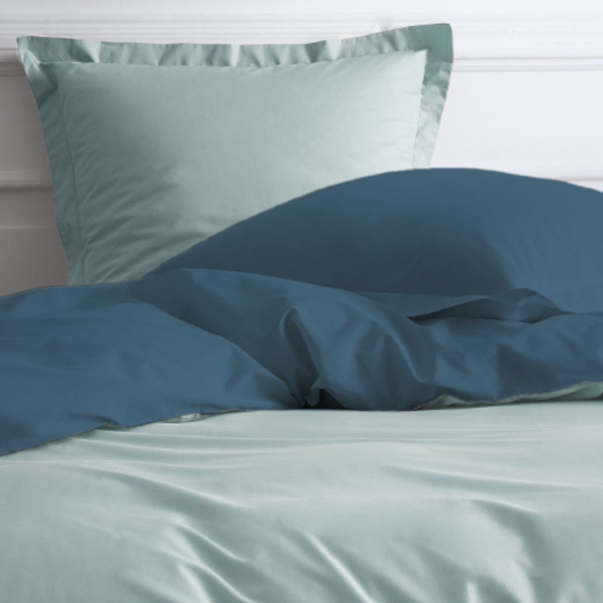 Percale Permanent Premium - Juego de Cama Bicolor de Percal - Pavo Real