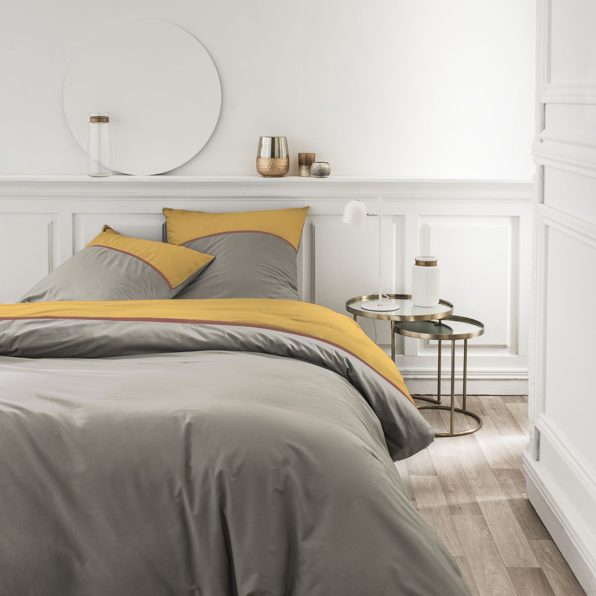 Percale Permanent Premium - Juego De Cama Tricolor Percal - Ocre