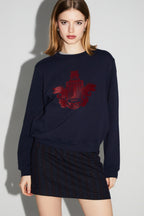 Sweatshirt Eddie Blason Bordeaux Fabriqué Au Portugal