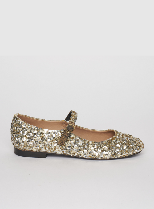 Claudia Sequins Ballerina Flats - Gold/Silver
