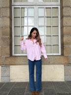 Camisa de rayas rosa bebé