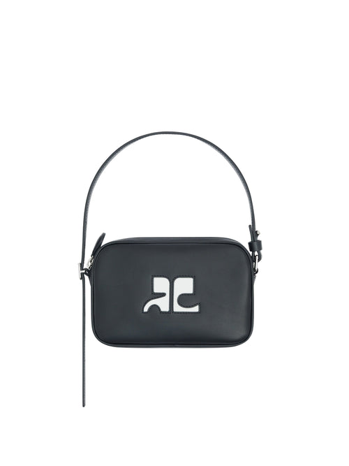 Sac Slim Camera logo ac en cuir - Courrèges - Black