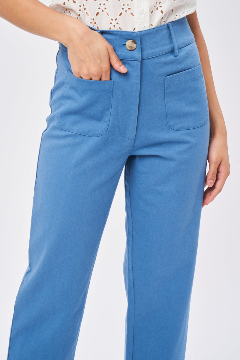 Petite Mendigote - Penelope Twill Trousers - Dolphin Blue
