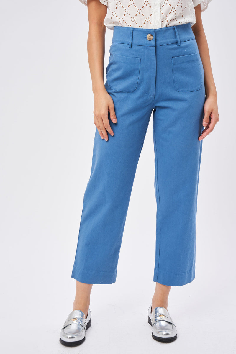 Petite Mendigote - Penelope Twill Trousers - Dolphin Blue