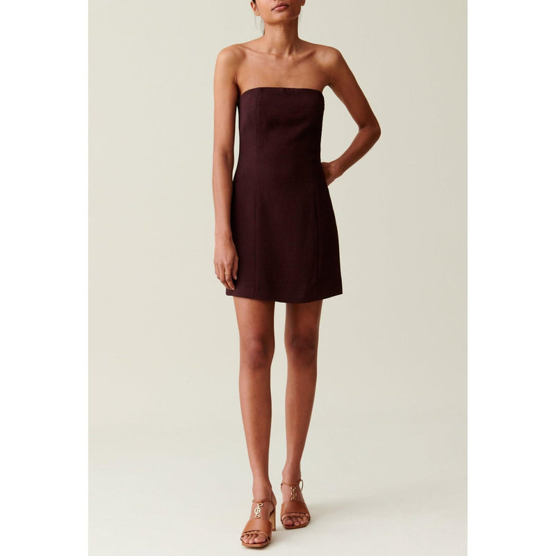 Vestido Corto Capuchino Sin Tirantes