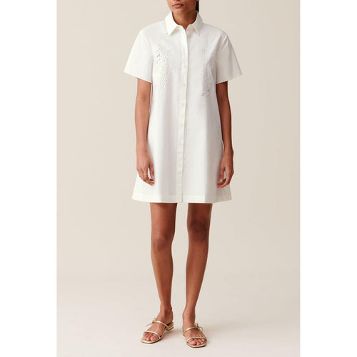 Vestido camisero corto bordado