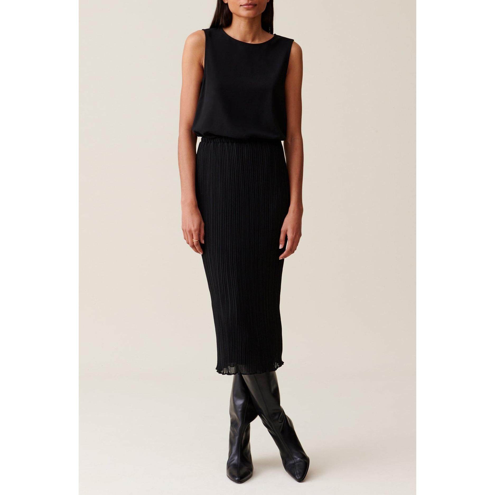 Claudie Pierlot - Robe 7/8Ème Col Rond Élastiquée