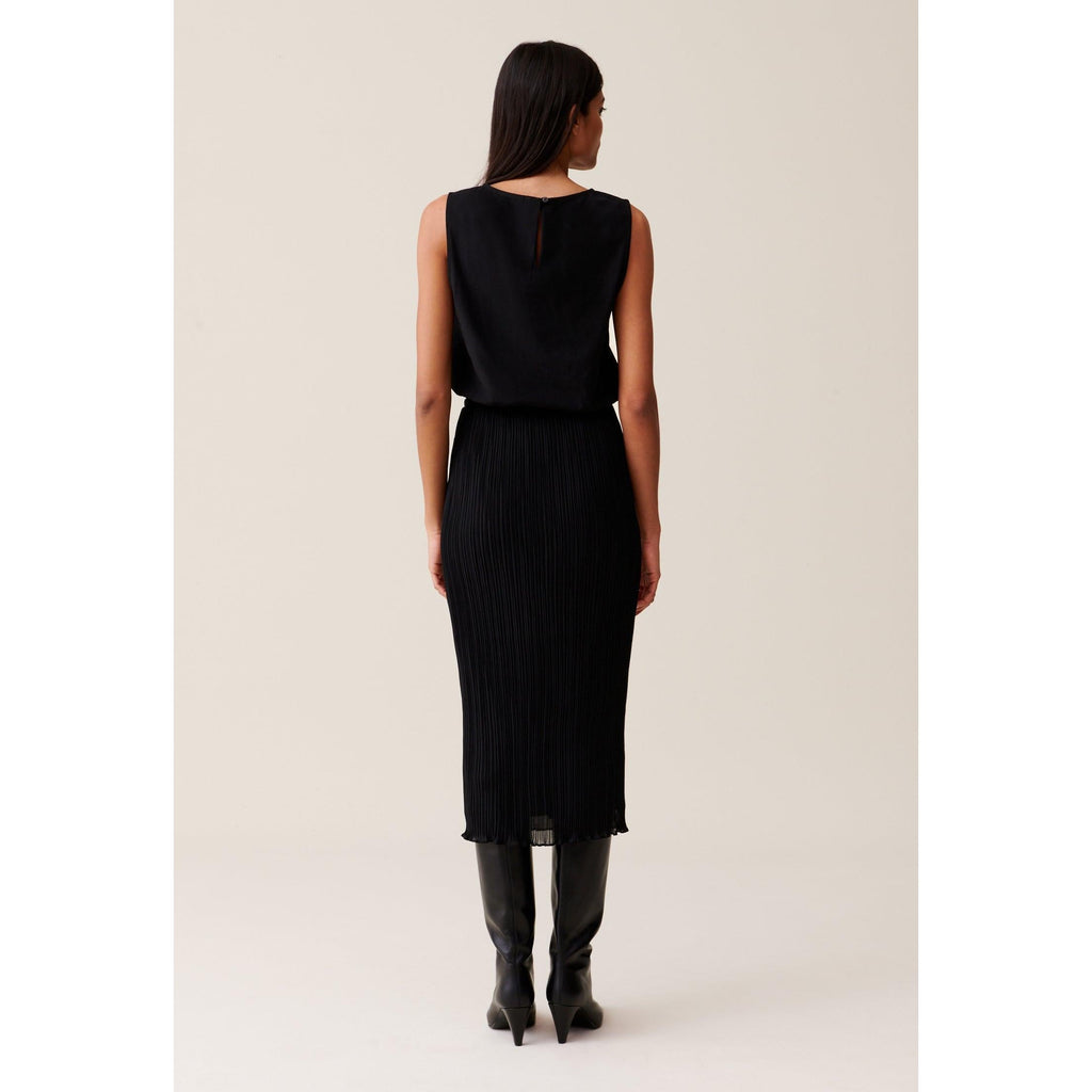 Claudie Pierlot - Robe 7/8Ème Col Rond Élastiquée