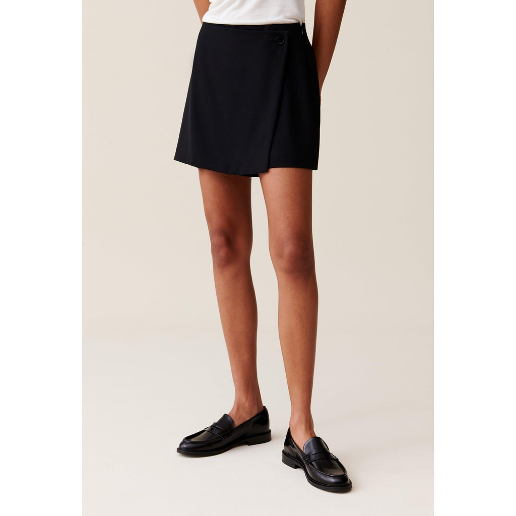Buttoned Wrap Skirt Shorts