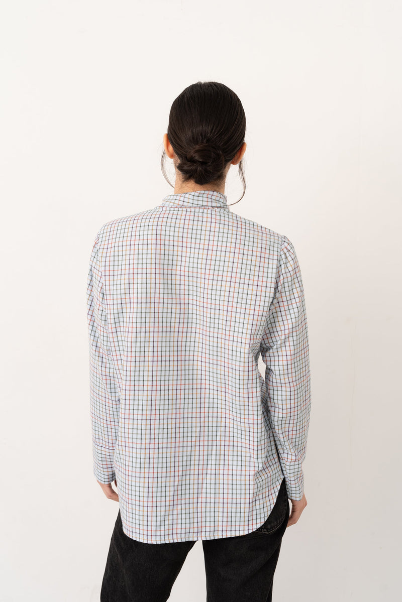 Camisa lazada cuadros azul - Vanó Studio