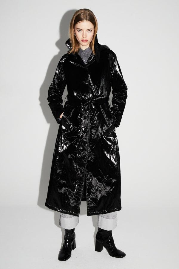 Lauren Mercurio Black Trench Coat Made In Italy