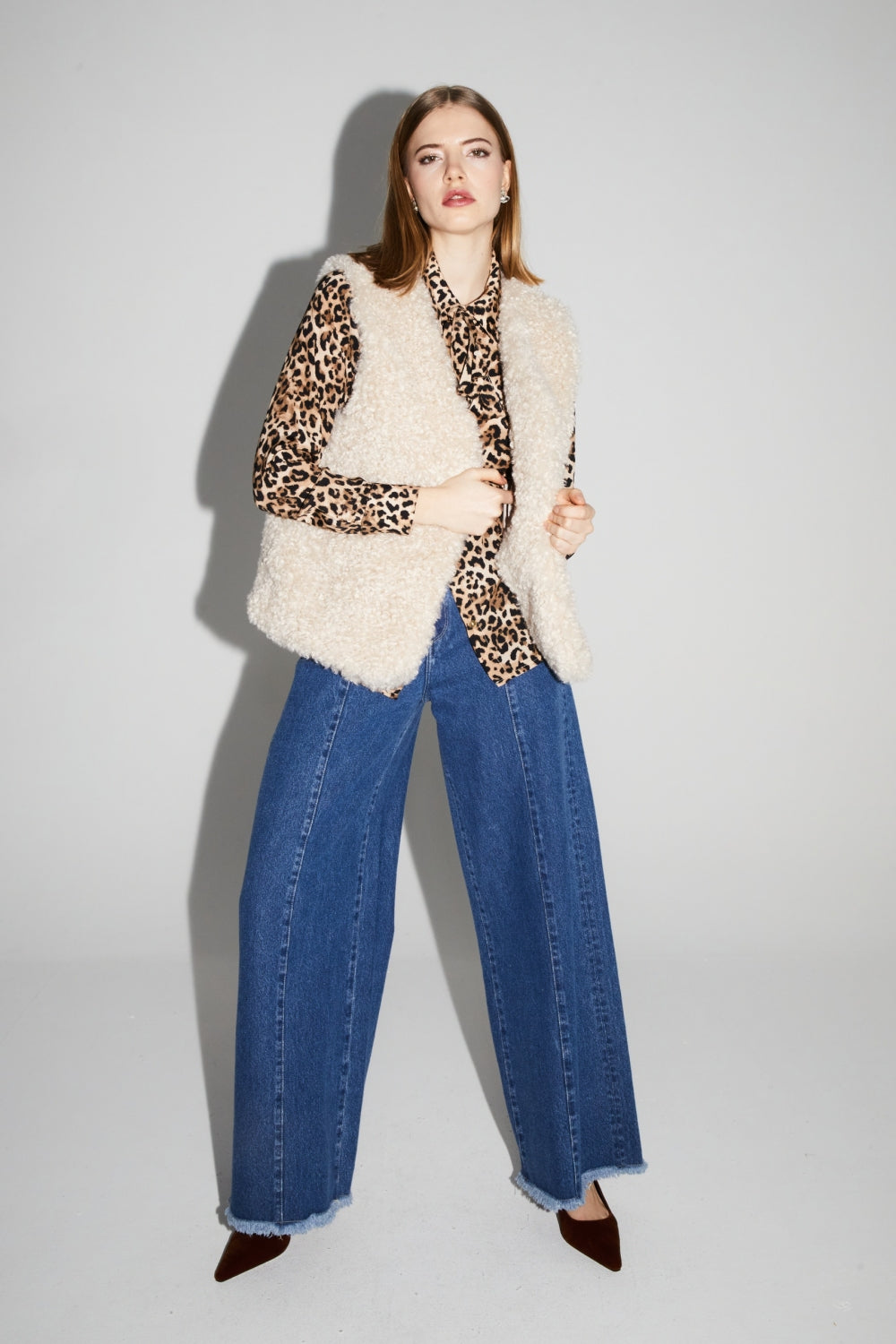 Veste Sans Manches Tess Teddy Naturel Fabriquée En Italie