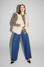 Veste Sans Manches Tess Teddy Naturel Fabriquée En Italie