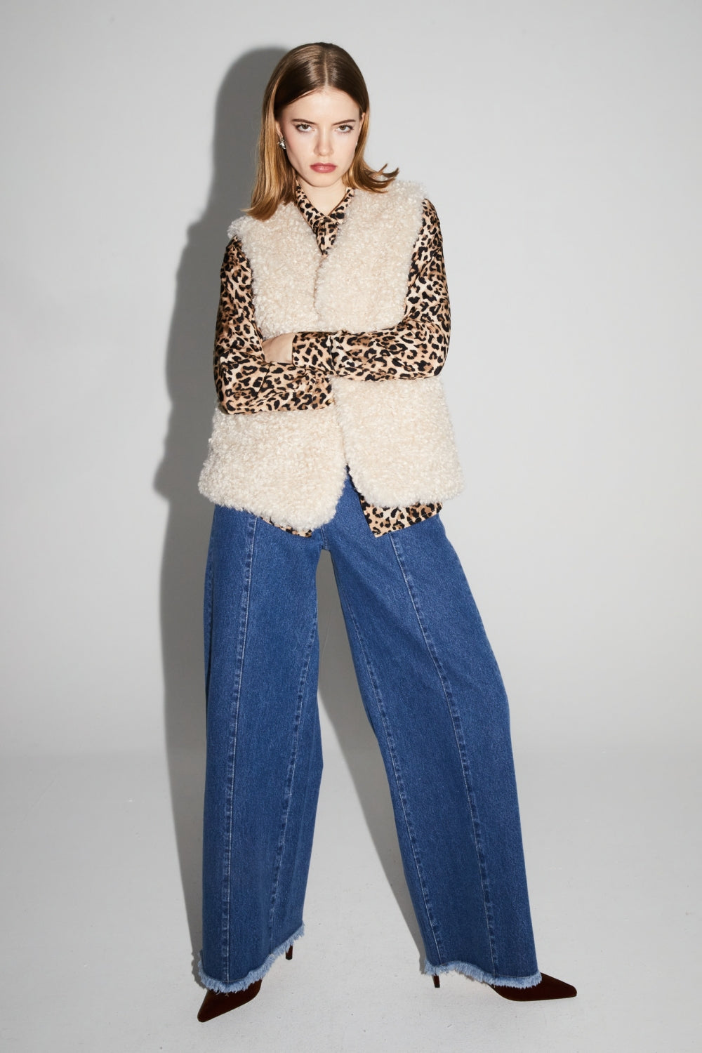 Veste Sans Manches Tess Teddy Naturel Fabriquée En Italie
