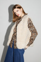 Veste Sans Manches Tess Teddy Naturel Fabriquée En Italie