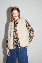 Veste Sans Manches Tess Teddy Naturel Fabriquée En Italie