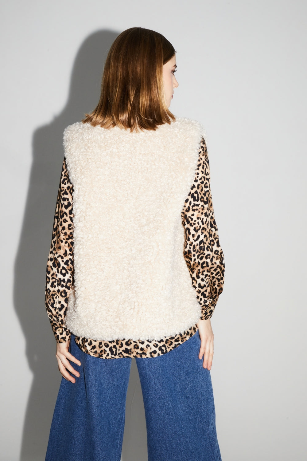 Veste Sans Manches Tess Teddy Naturel Fabriquée En Italie