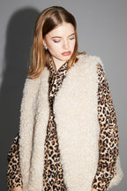 Veste Sans Manches Tess Teddy Naturel Fabriquée En Italie