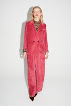 Blazer Ema Velours Vintage Rouge Rosé Fabriqué En Italie