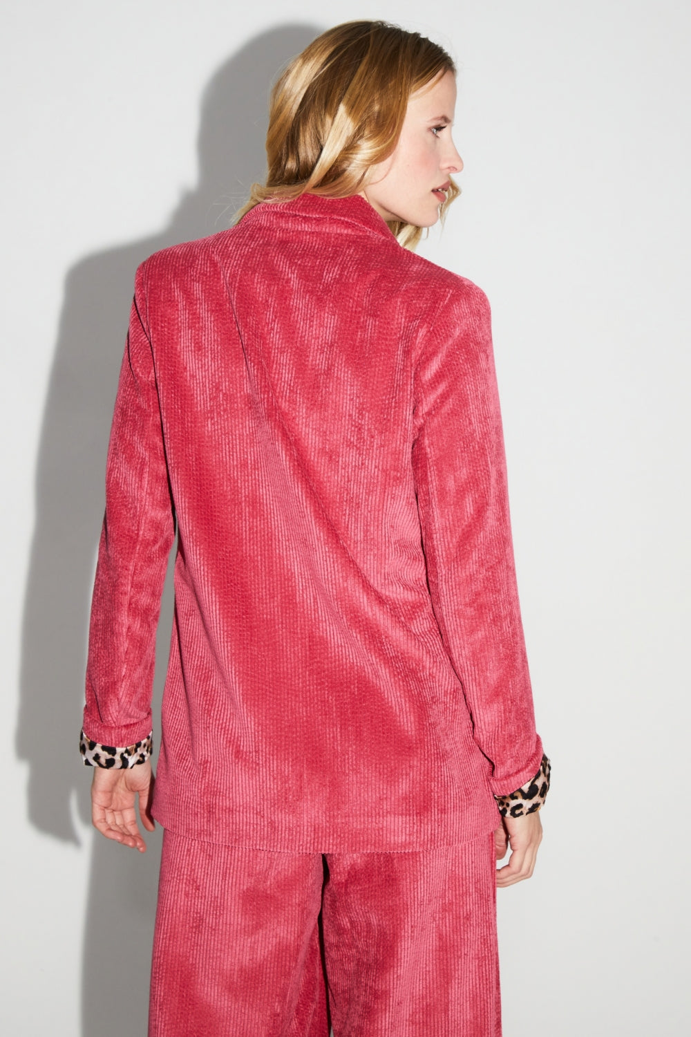 Blazer Ema Velours Vintage Rouge Rosé Fabriqué En Italie