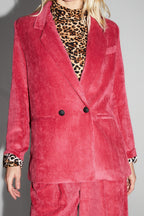 Blazer Ema Velours Vintage Rouge Rosé Fabriqué En Italie