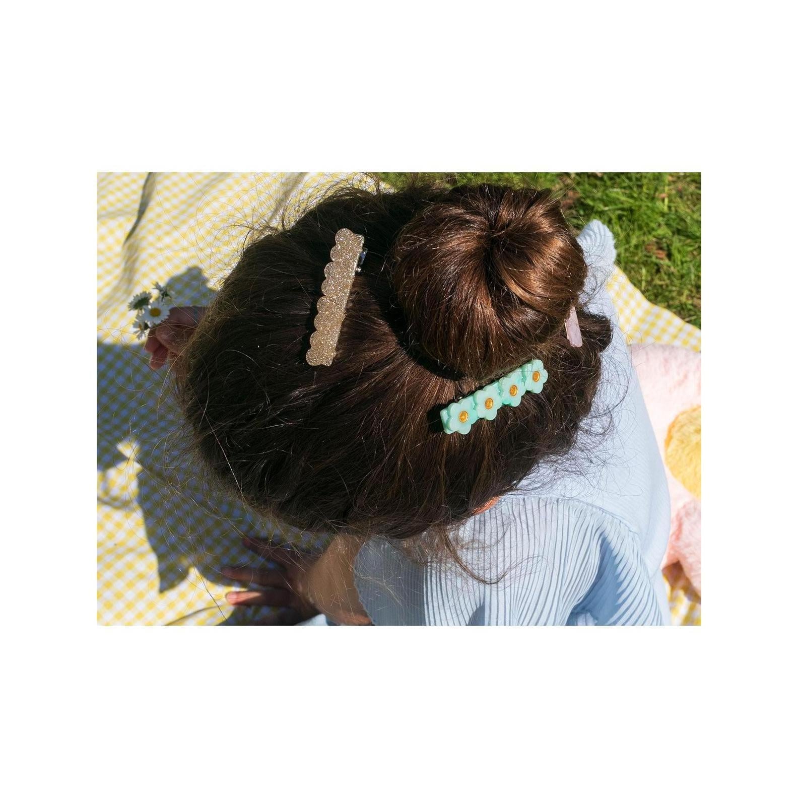 Hair Barrette - Mint Flower