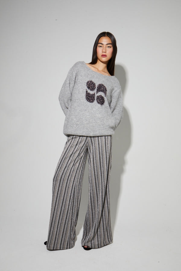 Charlie Silver Stripes Trousers Made In Italy