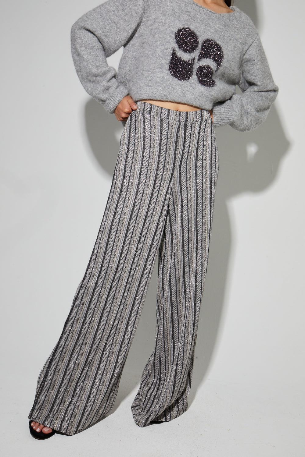 Pantalon Charlie Rayures Silver Fabriqué En Italie