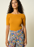 Marilyn Backless Mesh Top - Cumin
