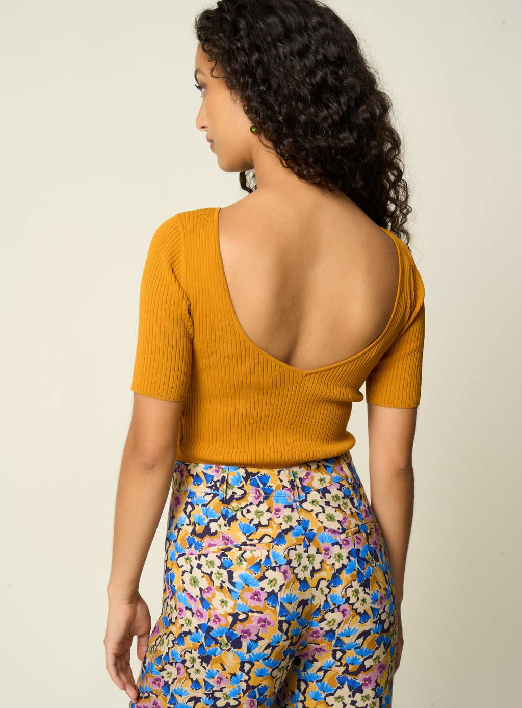 Marilyn Backless Mesh Top - Cumin