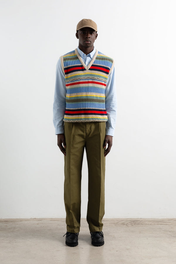 Ärmellose Strickweste Multi Stripes Off White