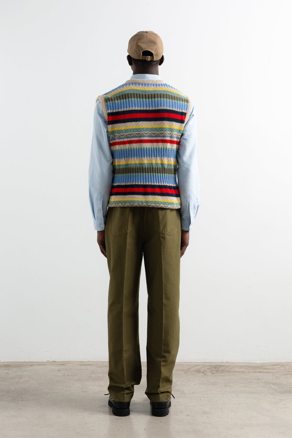 Stickad Väst Multi Stripes Off White