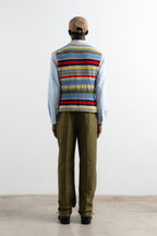 Stickad Väst Multi Stripes Off White