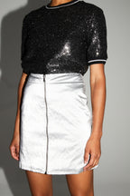 Blouse Poppy Paillettes Black Silver Fabriquée En Italie