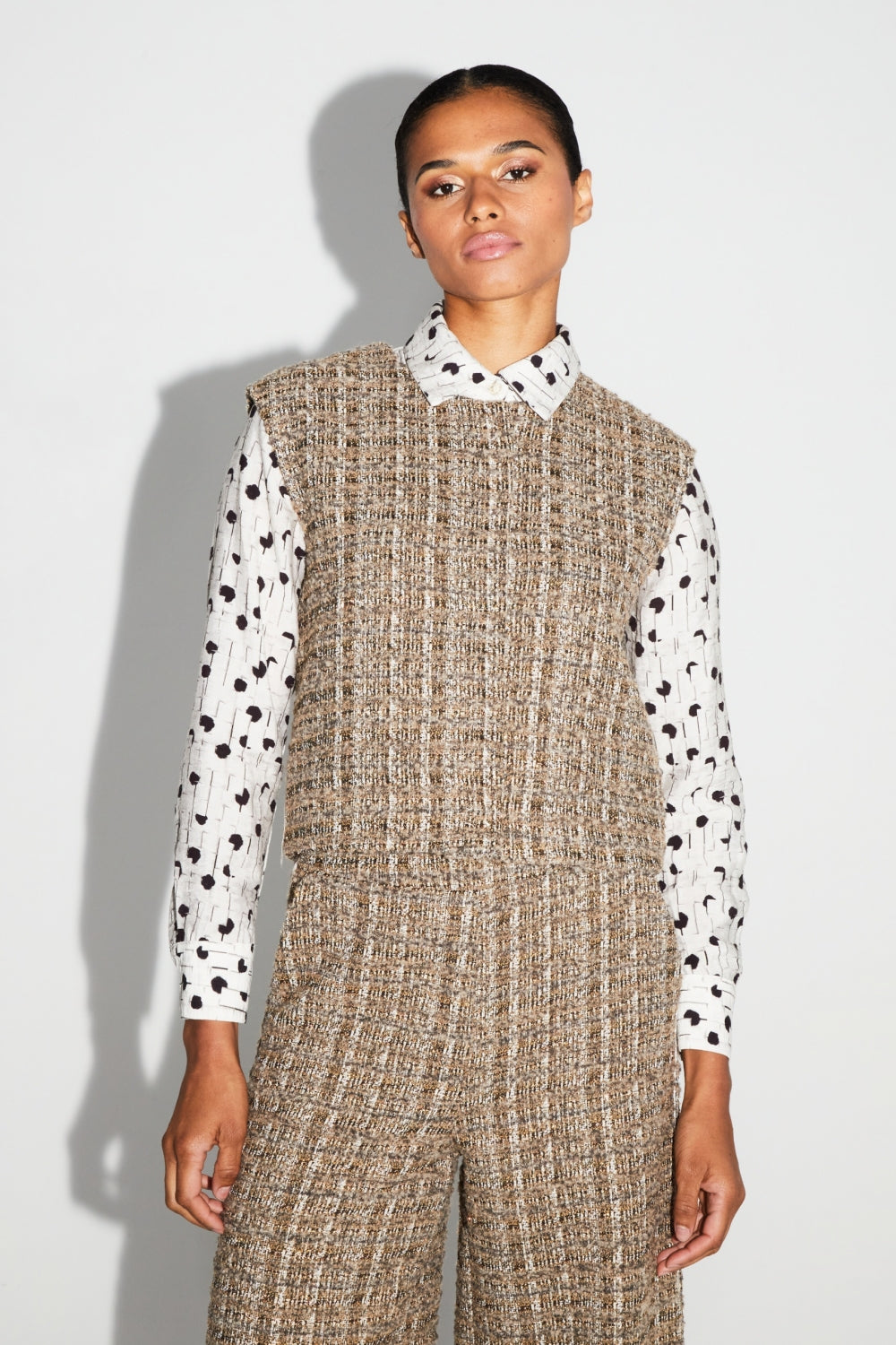 Veste Sans Manche Arielle Tweed Kimolos Fabriquée En Italie