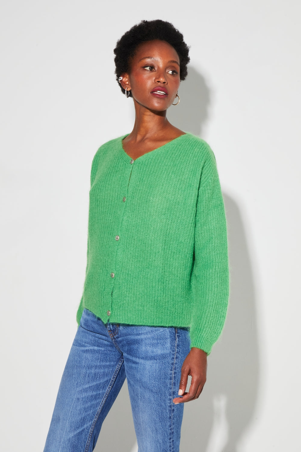 Cardigan Angelo Baby Alpaga Green Fabriqué En Italie