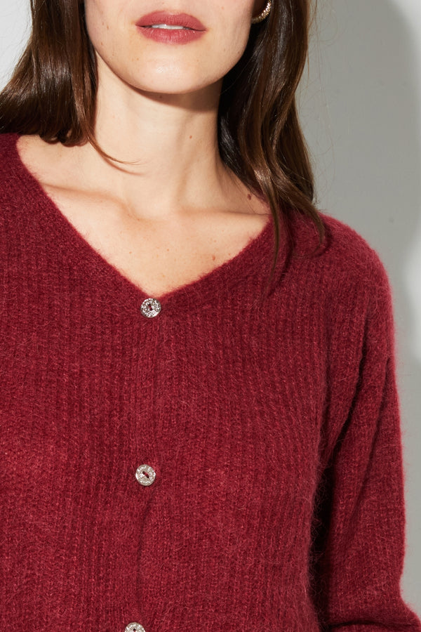 Angelo Baby Alpaca Burgundy Cardigan Made In Italy